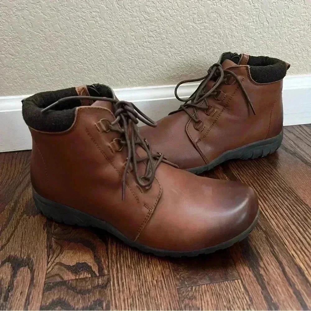 Propet Delaney Women’s Lace Up Zip Ankle Boots Brown Leather Size 6.5 WDV002L